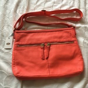 NWT Fossil leather messenger bag